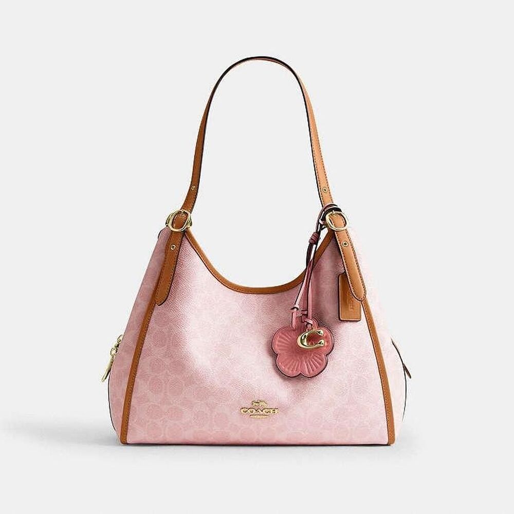 Coach Powder Pink Erin Shoulder Bag In Signature Canvas With Charms